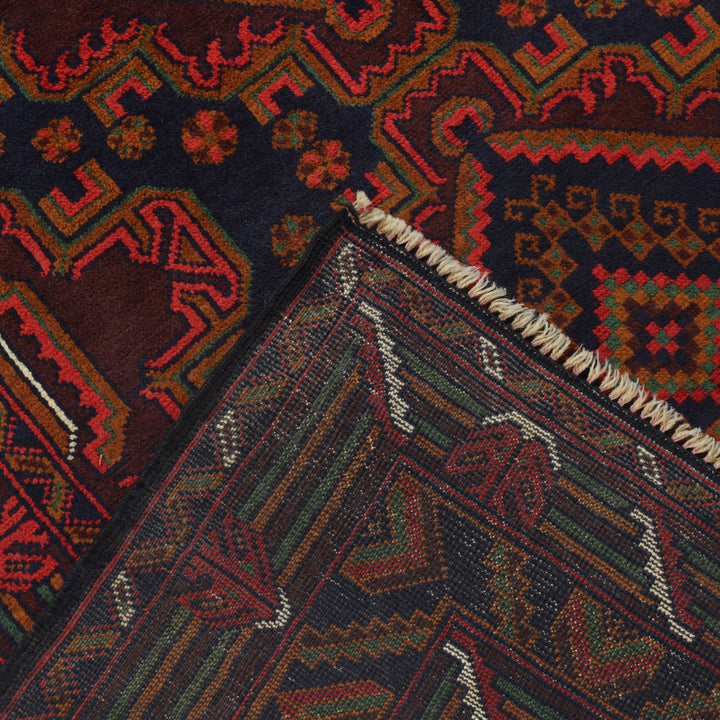 Afghan Baluchi Rug 4' 3" x 6' 3" Hand-Knotted border