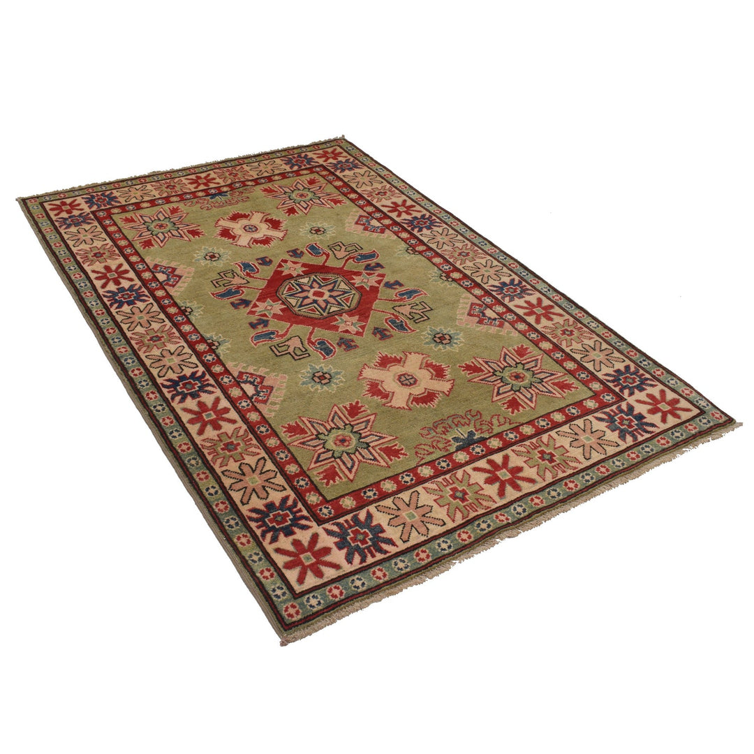 Green Color Kazak Rug 4' 0" x 6' 2" - No. AL74437