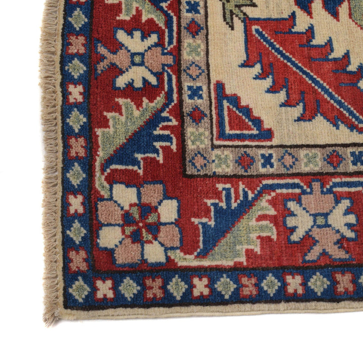 Red Color Kazak Rug 3' 4" x 4' 10" - No. AL82138