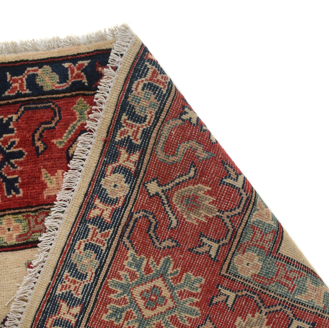 Beige Afghan Kazak Rug 4'10" x 6'10" Hand-Knotted | No. AL47980