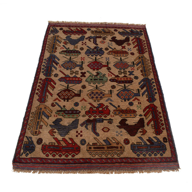 Handcrafted Afghan War Rug 3' 1" x 4' 6" - No. AL30966