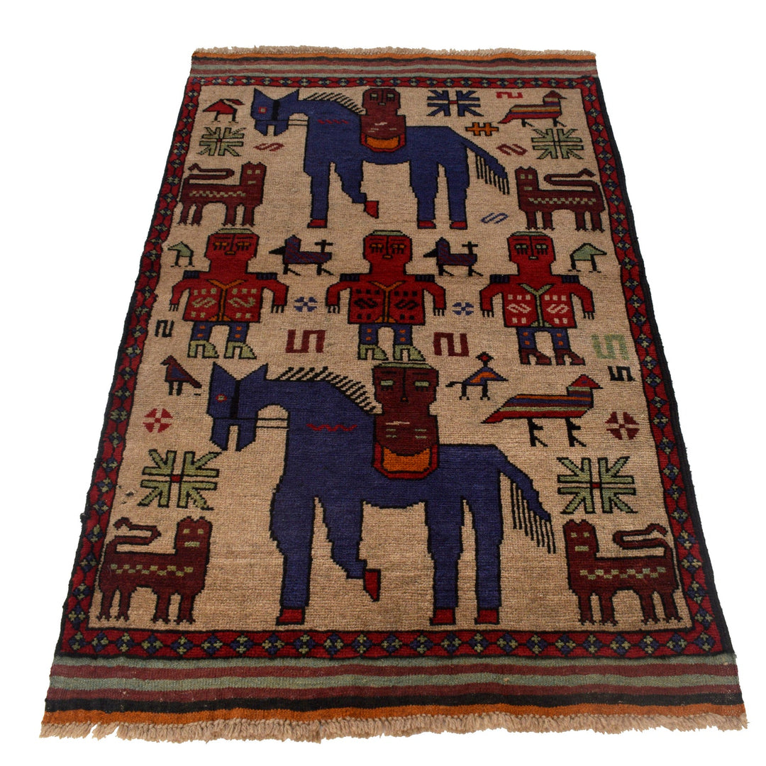Hand Made Animal Pictorial Area Carpet  3' 1" x 4' 11" - No. AL23997