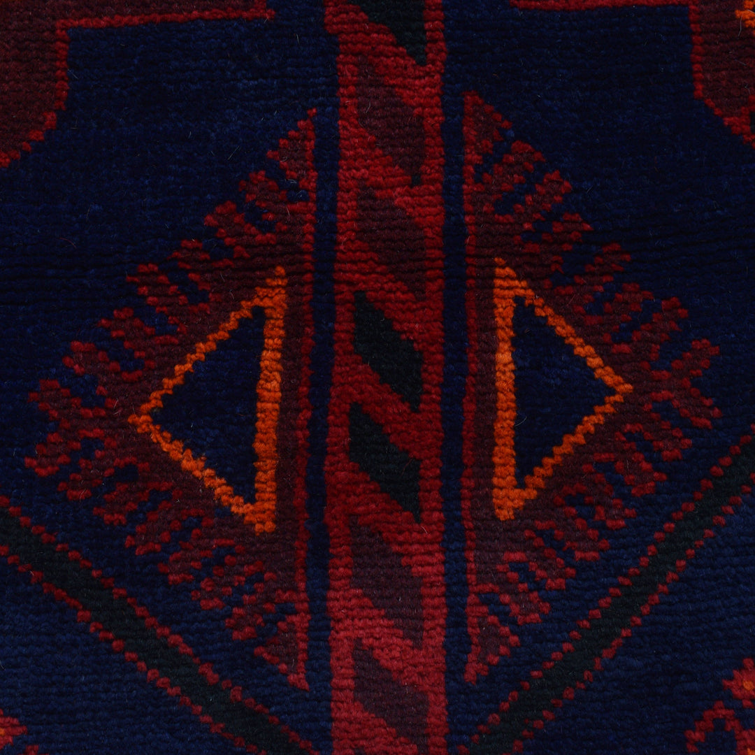 Navy Blue Afghan Baluchi Rug 4' 2" x 6' 5" Hand-Knotted view