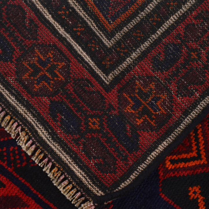 Navy Blue Afghan Baluchi Rug 4' 2" x 6' 5" Hand-Knotted close-up