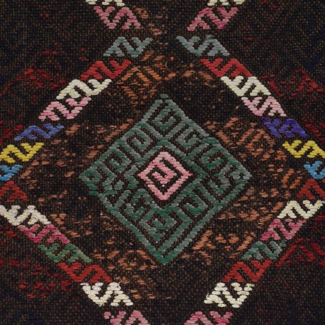 Afghan Suzani Kilim Runner 2' 0" x 6' 1" Flat-Weave close-up