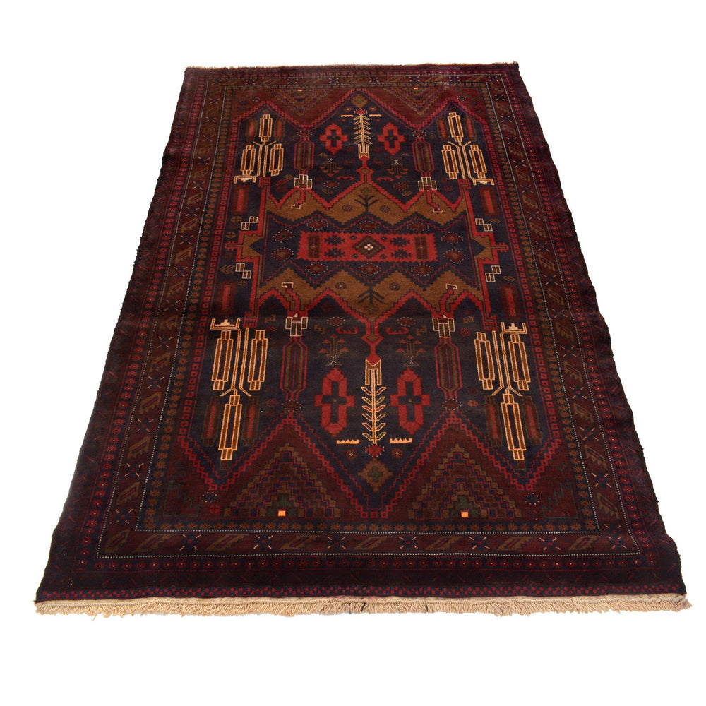 Afghan Baluchi Rug 4' 4" x 6' 8" Hand-Knotted detail