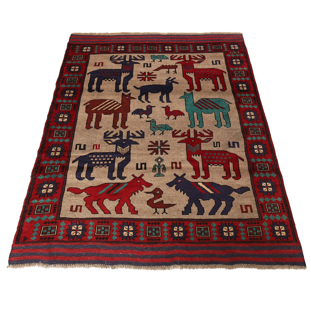 Hand Made Animal Pictorial Area Carpet 4' 6" x 6' 1" - No. AL54939