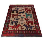 Hand Made Animal Pictorial Area Carpet 4' 6" x 6' 1" - No. AL54939