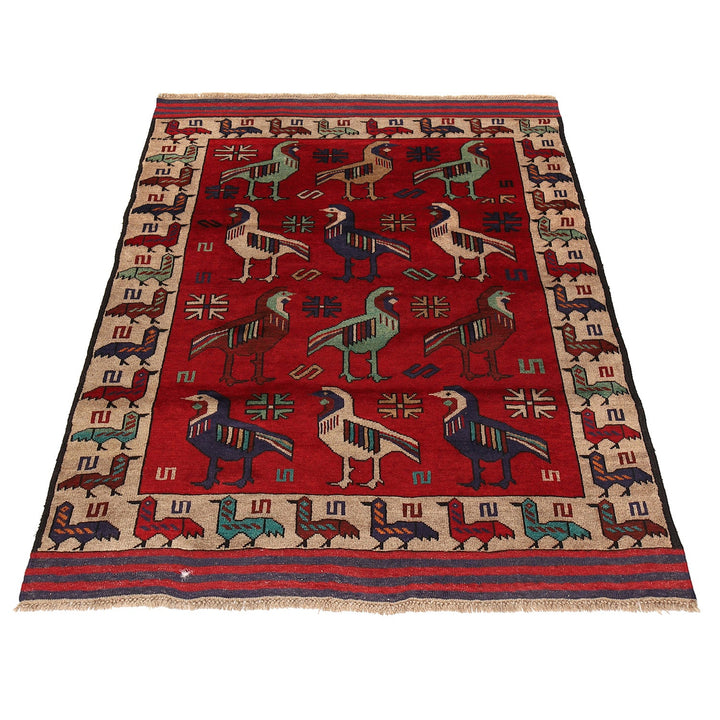 Hand Knotted Birds Pictorial Area Rug 4' 4" x 6' 2" - No. AL99825