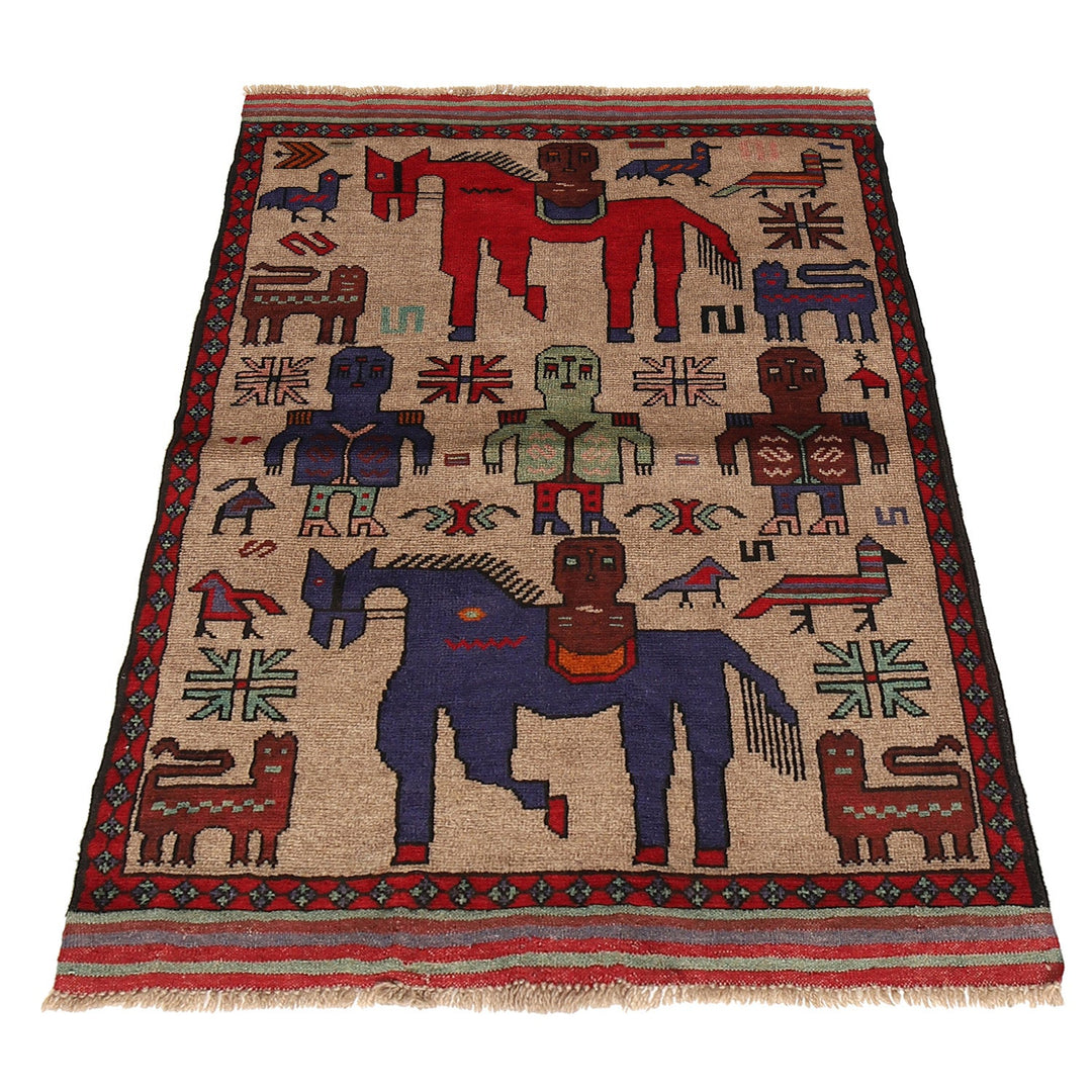 Hand Made Animal Pictoral Area Carpet 3' 1" x 4' 10" - No. AL79430