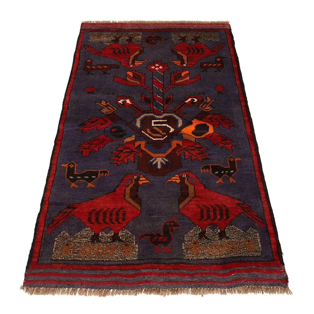 Hand Knotted Birds Pictorial Area Rug 2' 8" x 4' 9" - No. AL75604