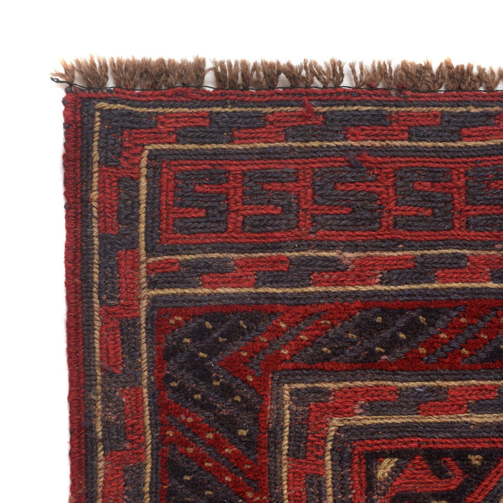 Deep Red Afghan Mashwani Rug 4' 6" x 5' 10" Hand-Knotted view