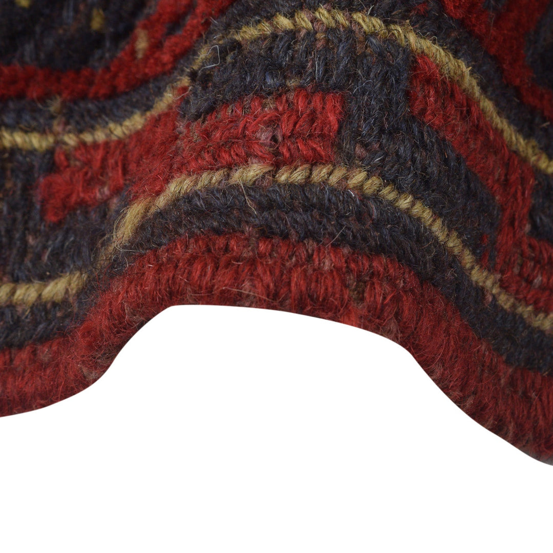 Deep Red Afghan Mashwani Rug 4' 6" x 5' 10" Hand-Knotted border