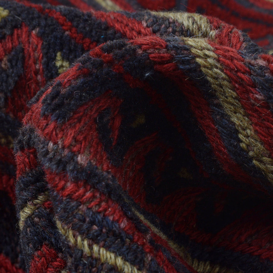 Deep Red Afghan Mashwani Rug 4' 6" x 5' 10" Hand-Knotted field