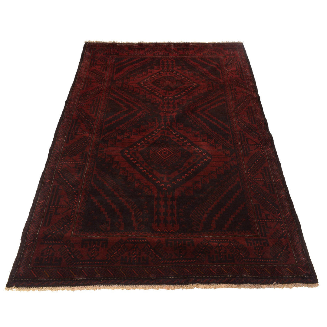 Afghan Baluchi Rug 4' 3" x 6' 4" Hand-Knotted detail