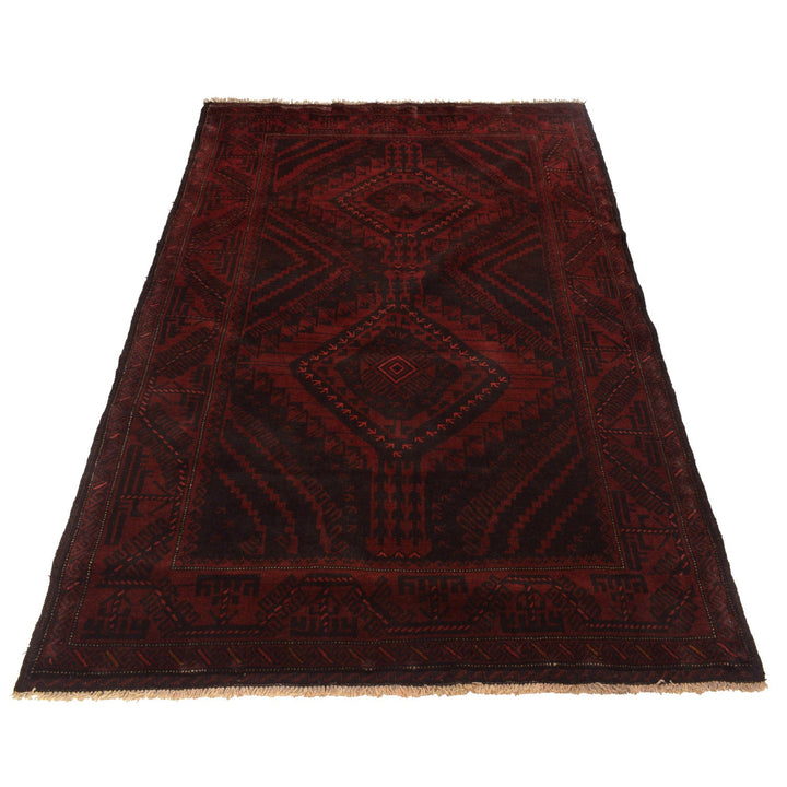 Afghan Baluchi Rug 4' 3" x 6' 4" Hand-Knotted detail