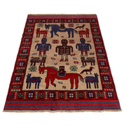 Hand Made Animal Pictorial Area Carpet 4' 6" x 6' 0" - No. AL33977
