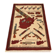 Authentic Afghan War Area Rug 2' 8" x 4' 0" - No. AL88385