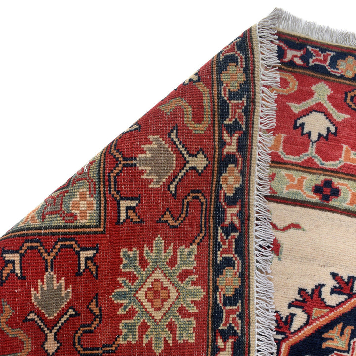 Beige Afghan Kazak Rug 5' 1" x 6' 3" Hand-Knotted | No. AL73448