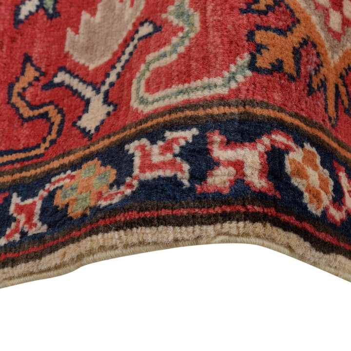 Beige Afghan Kazak Rug 5' 1" x 6' 3" Hand-Knotted | No. AL73448