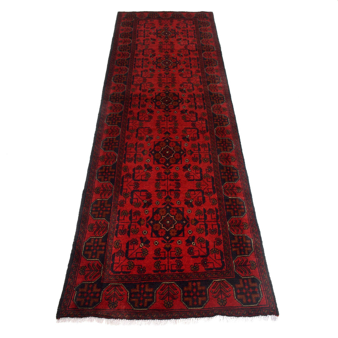 Red Color Afghan Area Runner Rug 2' 9" x 9' 9" - No. AL80387