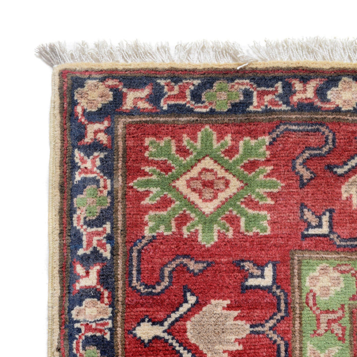 Beige Afghan Kazak Rug 5' 0" x 6' 5" Hand-Knotted | No. AL80525