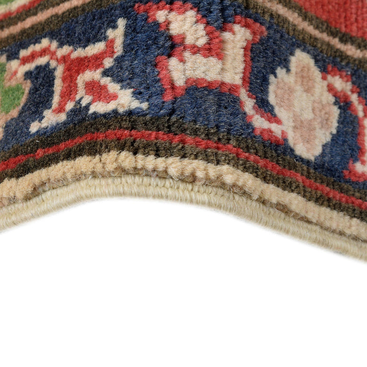 Beige Afghan Kazak Rug 5' 0" x 6' 5" Hand-Knotted | No. AL80525