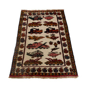 Ivory Color War Kilim Rug 2' 7" x 4' 3" - No. AL41710
