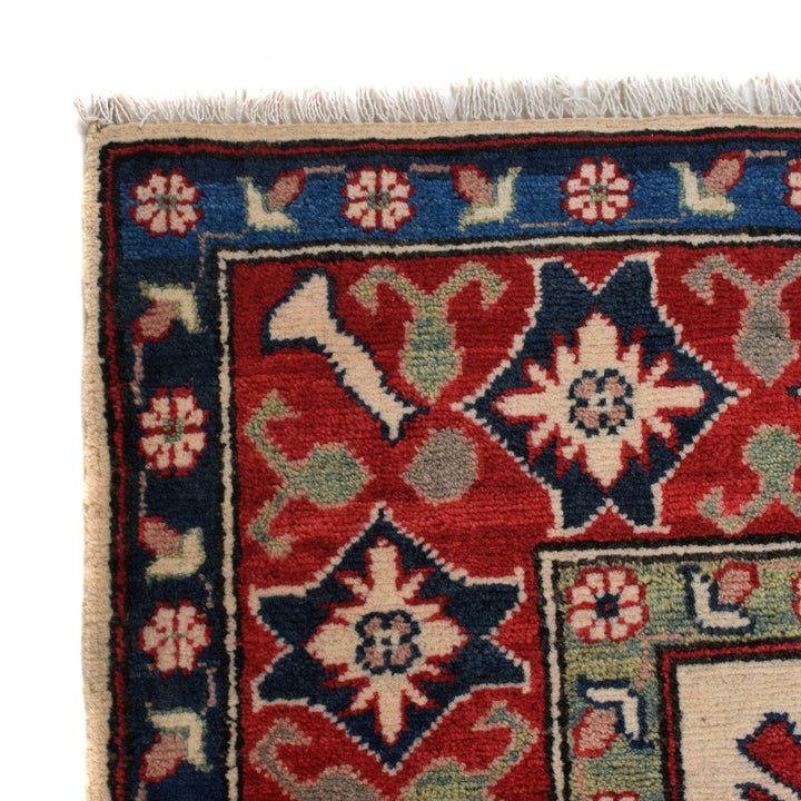 Beige Afghan Kazak Rug 4' 10" x 6' 9" Hand-Knotted view