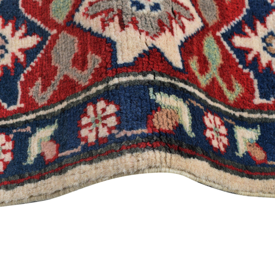 Beige Afghan Kazak Rug 4' 10" x 6' 9" Hand-Knotted border