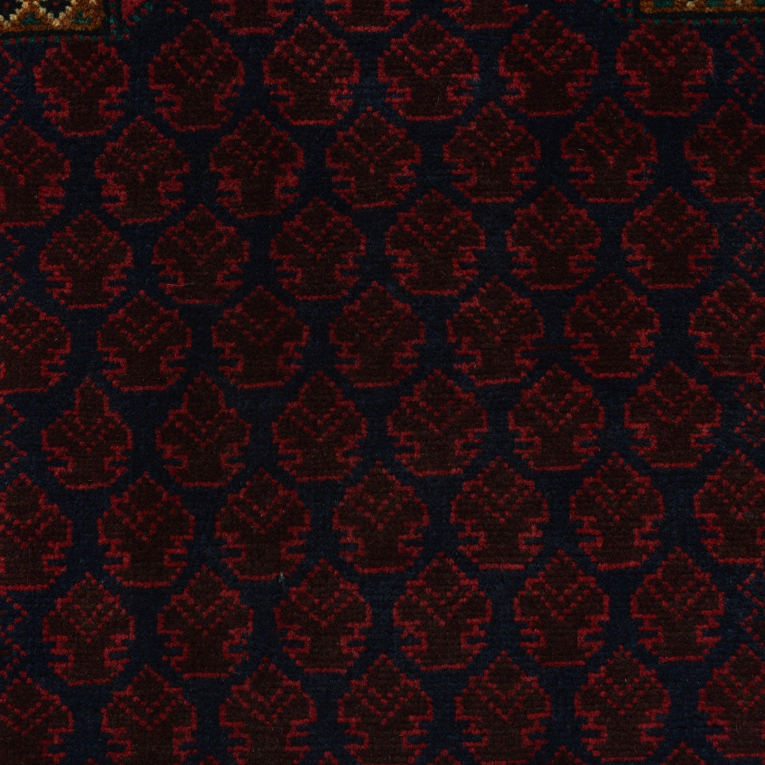 Red Afghan Prayer Rug 3' 1" x 5' 3" Hand-Knotted close-up