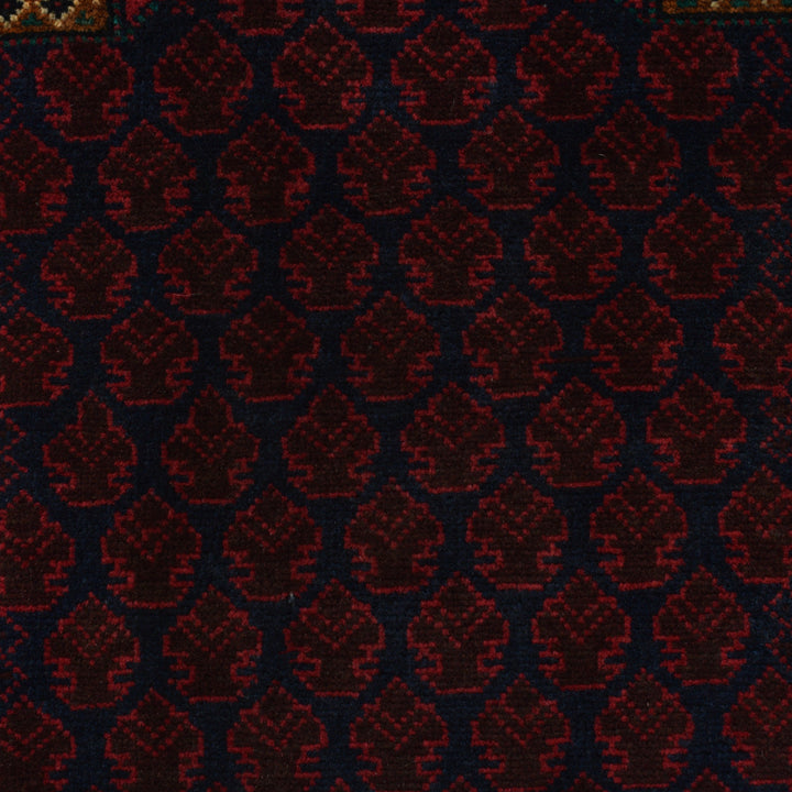 Red Afghan Prayer Rug 3' 1" x 5' 3" Hand-Knotted close-up