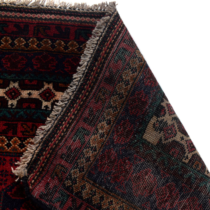 Red Afghan Prayer Rug 3' 1" x 5' 3" Hand-Knotted pattern