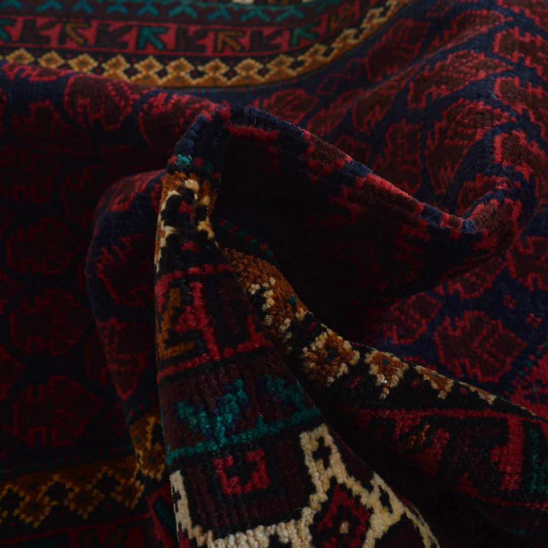 Red Afghan Prayer Rug 3' 1" x 5' 3" Hand-Knotted field