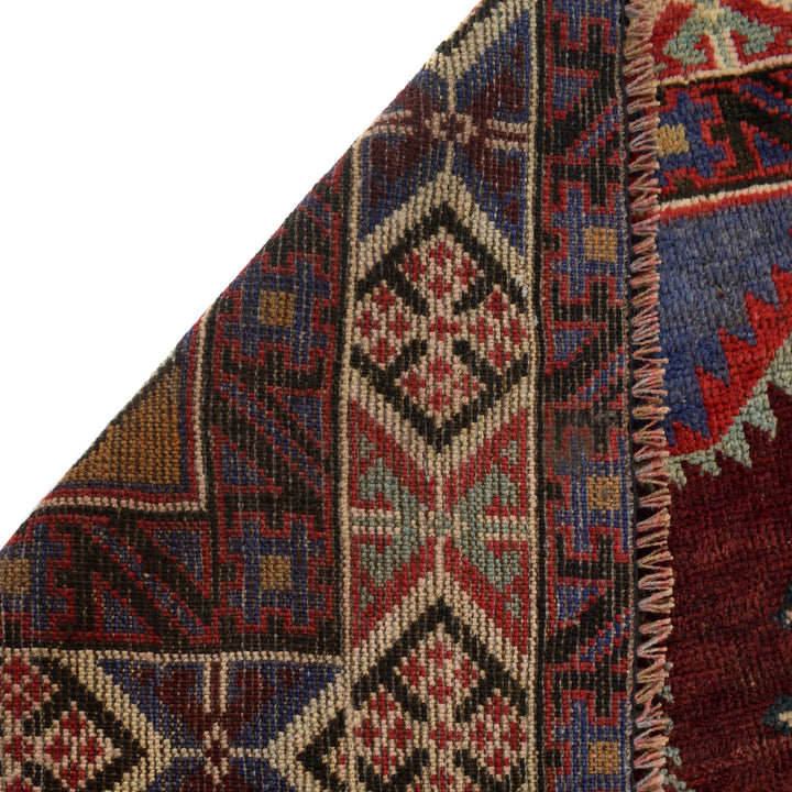 Blue Afghan Baluchi Rug 3'11" x 6'3" Hand-Knotted pattern