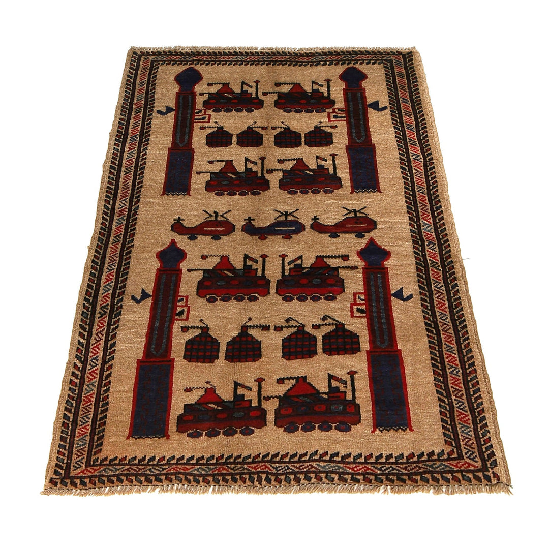Afghan War Rug – Military Design 2' 11" x 4' 7" - No. AL49169