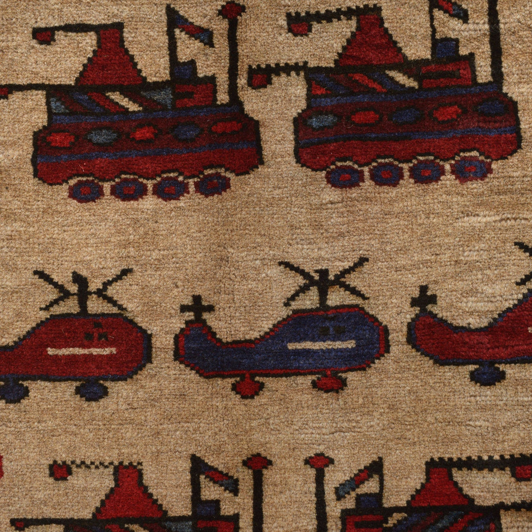 Afghan War Rug – Military Design 2' 11" x 4' 7" - No. AL49169