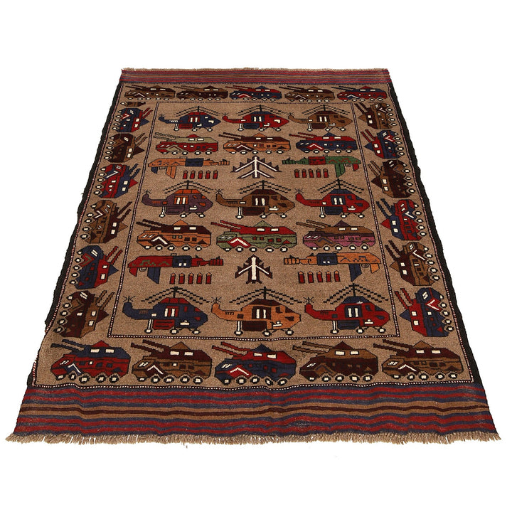 Handmade Afghan War Area Rug 4' 0" x 6' 5" - No. AL17895