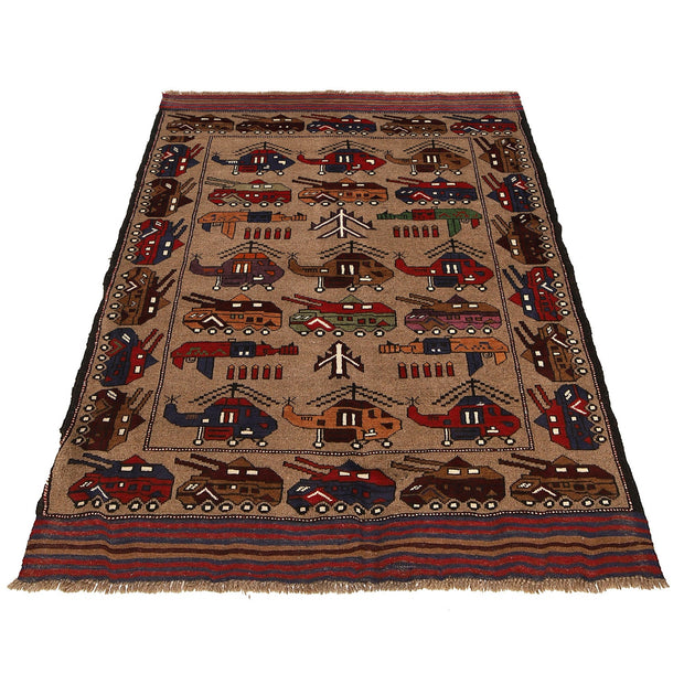 Handmade Afghan War Area Rug 4' 0" x 6' 5" - No. AL17895
