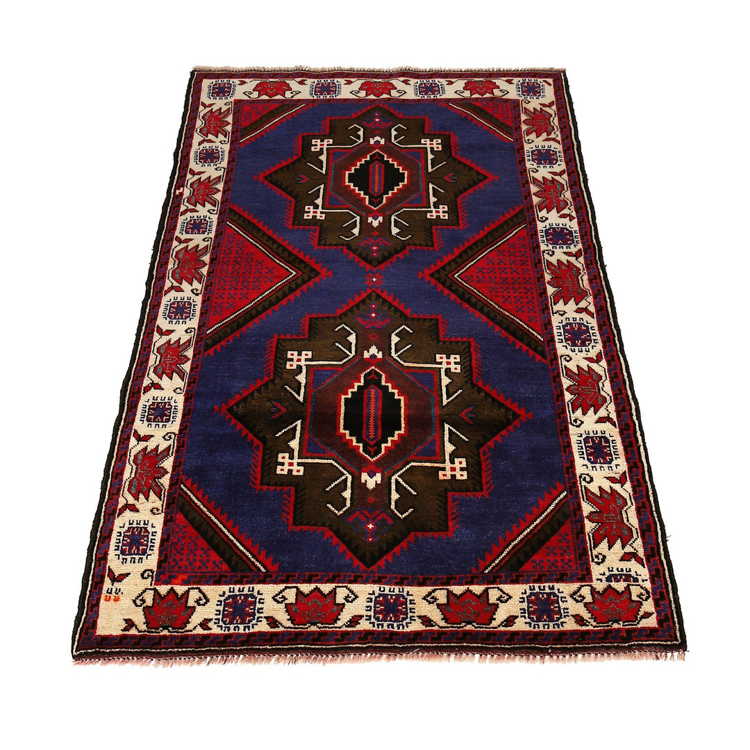 Multicolor Afghan Baluchi Rug 3'9" x 6'1" Hand-Knotted detail