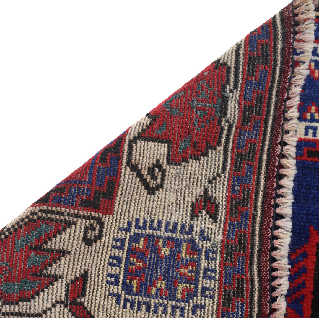 Multicolor Afghan Baluchi Rug 3'9" x 6'1" Hand-Knotted pattern