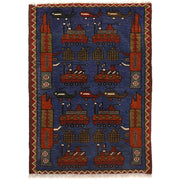 Hand-Knotted Afghan War Carpet 1' 11" x 2' 9" - No. AL11355