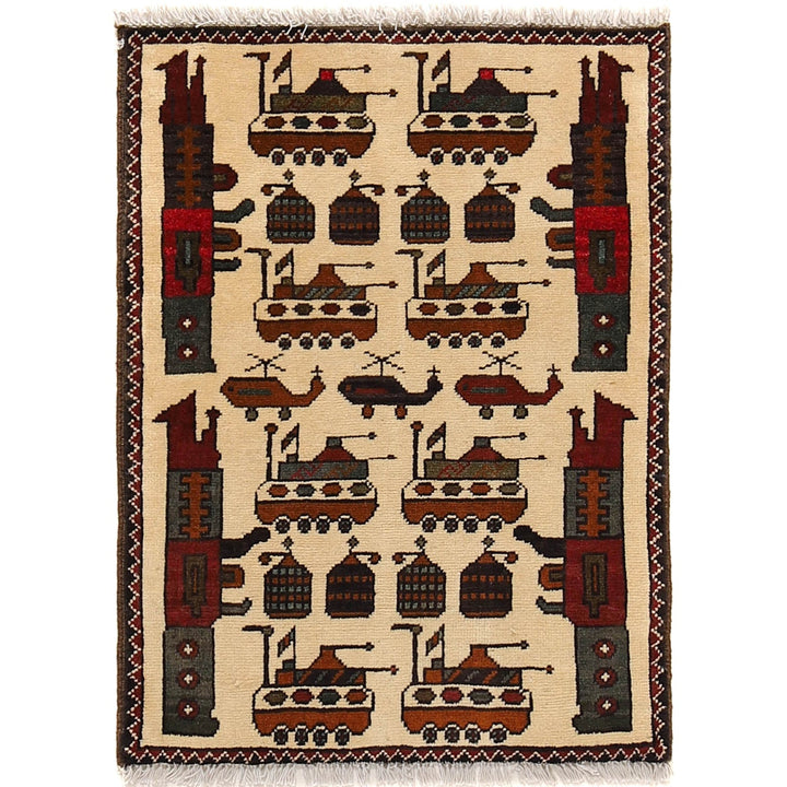 Handmade Afghan War Area Rug 2' 0" x 2' 9" - No. AL69587