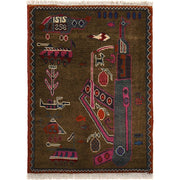 Brown War Rug 2' 0" x 2' 9" - No. AL18636