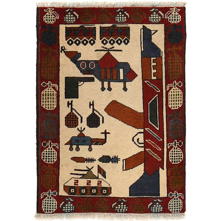 Handmade Afghan War Area Rug 2' 1" x 2' 11" - No. AL86534