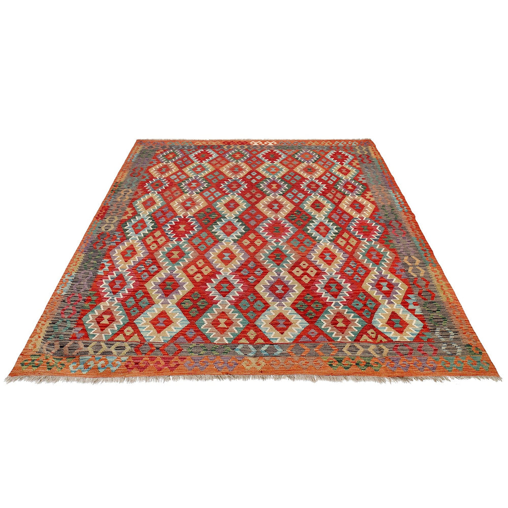 Afghan Kilim Rug 8' 4" x 9' 11" Flat-Weave detail