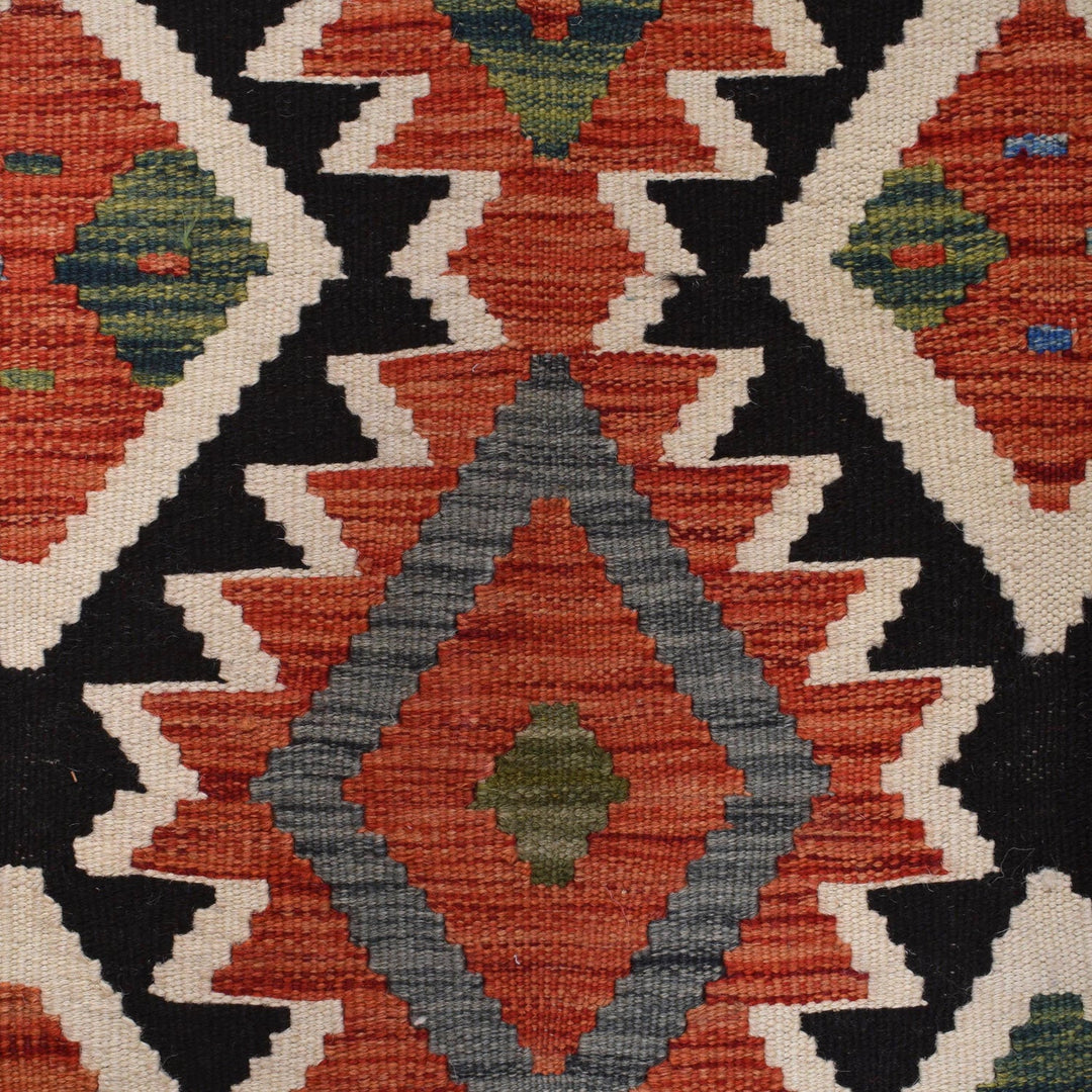 Colorful Flat-Weave Wool Kilim 8' 0" x 9' 8" - No. AL22337