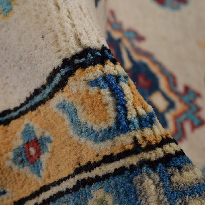Beige Afghan Kazak Rug 6' 9" x 10' 5" Hand-Knotted field