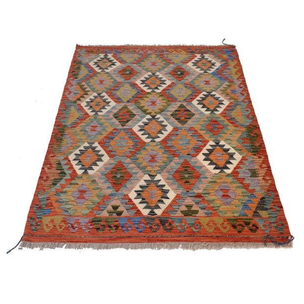 Hand Knotted Afghan Style Kilim 4' 2" x 5' 7" - No. AL68546