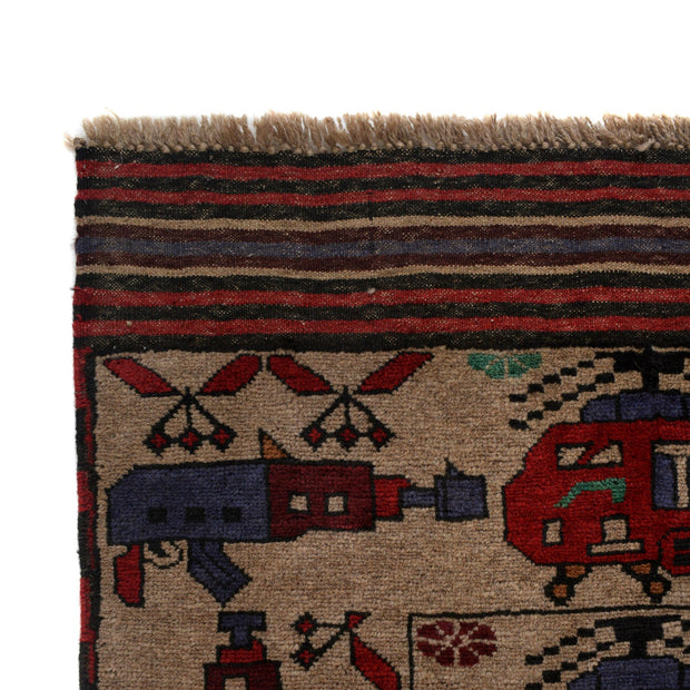 Handmade Afghan War Area Rug 4' 4" x 5' 7" - No. AL97384